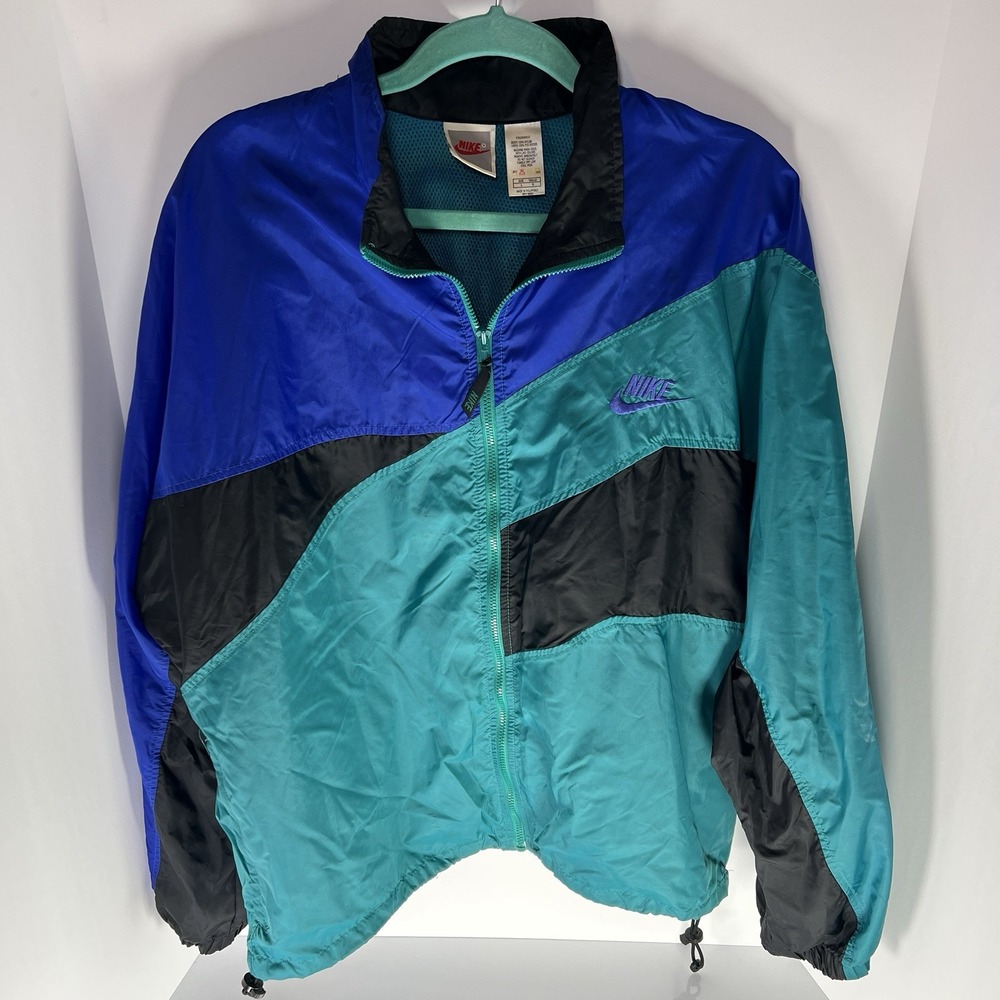 VTG Nike Colorblock Windbreaker Track Jacket Nylon Full Zip 90s Adult Lrg